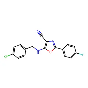 5-[(4-Chlorophenyl)methylamino]-2-(4-fluorophenyl)-1,3-oxazole-4-carbonitrile structure