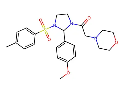4-(2-{2-(4-methoxyphenyl)-3-[(4-methylphenyl)sulfonyl]-1-imidazolidinyl}-2-oxoethyl)morpholine structure
