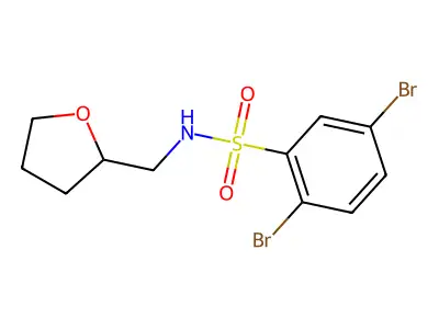 2,5-dibromo-N-(oxolan-2-ylmethyl)benzenesulfonamide structure