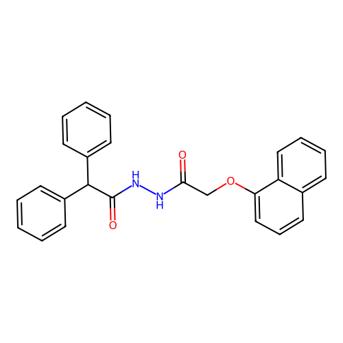N'-[(1-naphthyloxy)acetyl]-2,2-diphenylacetohydrazide structure