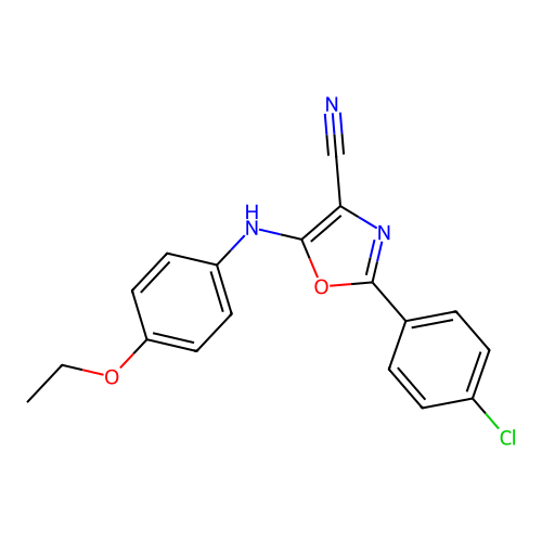 2-(4-Chlorophenyl)-5-[(4-ethoxyphenyl)amino]-1,3-oxazole-4-carbonitrile structure