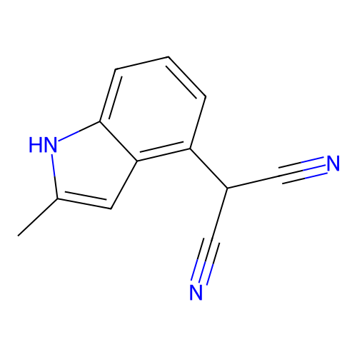 2-(2-methyl-1H-indol-4-yl)propanedinitrile structure