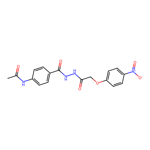 N-[4-({2-[(4-nitrophenoxy)acetyl]hydrazinyl}carbonyl)phenyl]acetamide structure