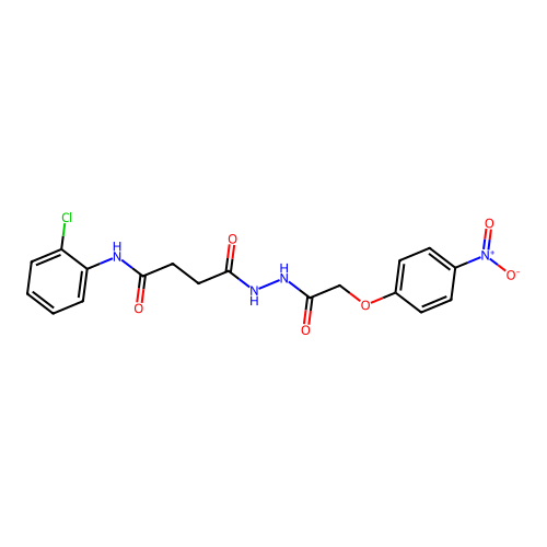 N-(2-chlorophenyl)-4-[2-({4-nitrophenoxy}acetyl)hydrazino]-4-oxobutanamide structure