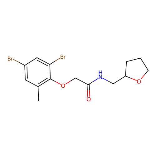 2-(2,4-dibromo-6-methylphenoxy)-N-(tetrahydro-2-furanylmethyl)acetamide structure