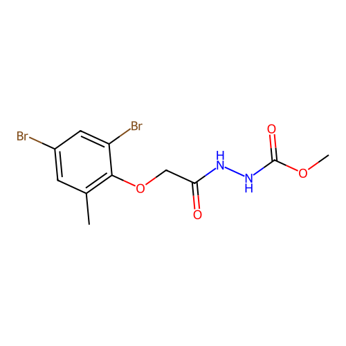 Methyl 2-[(2,4-dibromo-6-methylphenoxy)acetyl]hydrazinecarboxylate structure