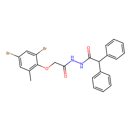 N'-[(2,4-dibromo-6-methylphenoxy)acetyl]-2,2-diphenylacetohydrazide structure