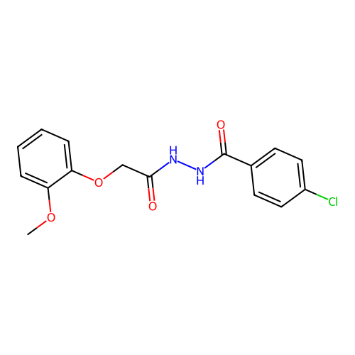 4-chloro-N'-[(2-methoxyphenoxy)acetyl]benzohydrazide structure