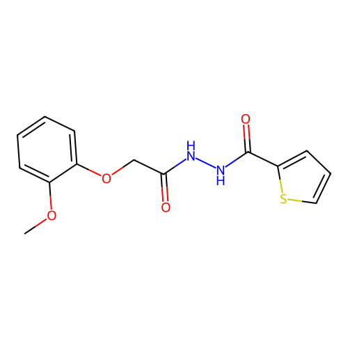 N'-[2-(2-methoxyphenoxy)acetyl]-2-thiophenecarbohydrazide structure