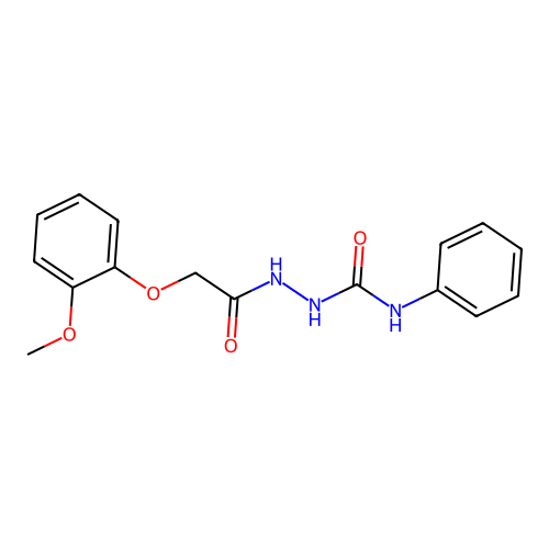 2-[(2-methoxyphenoxy)acetyl]-N-phenylhydrazinecarboxamide structure