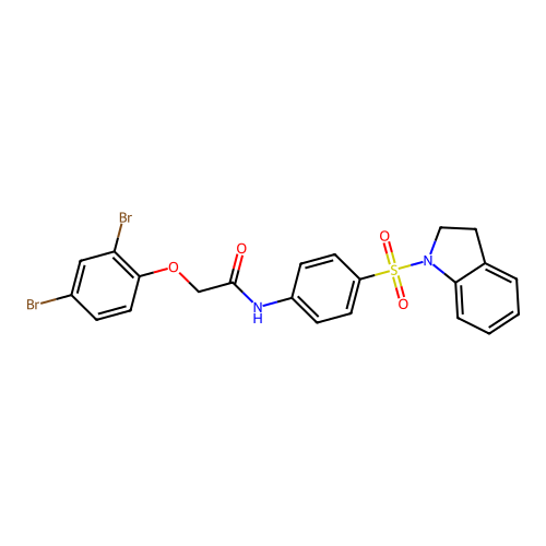 2-(2,4-dibromophenoxy)-N-[4-(2,3-dihydro-1H-indol-1-ylsulfonyl)phenyl]acetamide structure