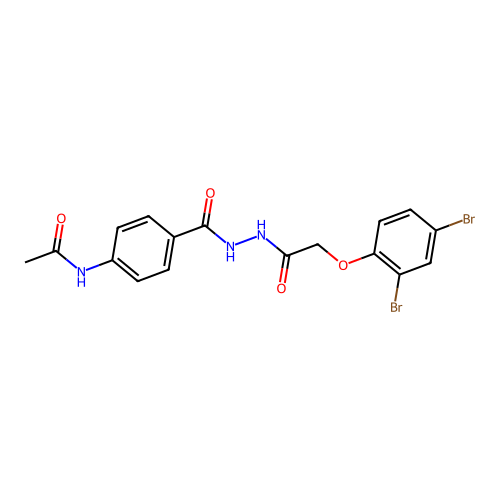 N-[4-({2-[(2,4-dibromophenoxy)acetyl]hydrazino}carbonyl)phenyl]acetamide structure