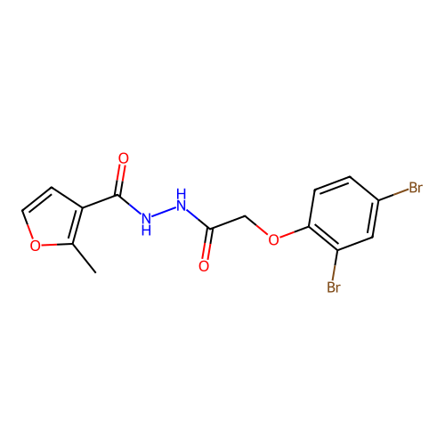 N'-[(2,4-dibromophenoxy)acetyl]-2-methyl-3-furohydrazide structure