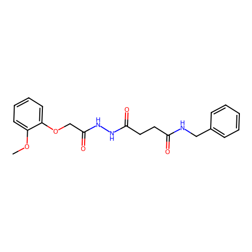 N-benzyl-4-{2-[(2-methoxyphenoxy)acetyl]hydrazinyl}-4-oxobutanamide structure