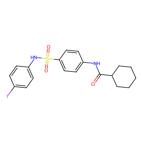 N-[4-[(4-iodophenyl)sulfamoyl]phenyl]cyclohexanecarboxamide structure