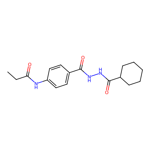 N-(4-{[2-(cyclohexylcarbonyl)hydrazino]carbonyl}phenyl)propanamide structure