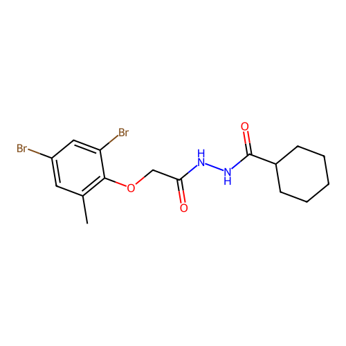 N'-[2-(2,4-dibromo-6-methylphenoxy)acetyl]cyclohexanecarbohydrazide structure
