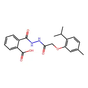 2-({2-[(2-Isopropyl-5-methylphenoxy)acetyl]hydrazino}carbonyl)benzoic acid structure