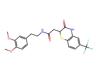 N-[2-(3,4-dimethoxyphenyl)ethyl]-2-[3-oxo-6-(trifluoromethyl)-3,4-dihydro-2H-1,4-benzothiazin-2-yl]acetamide structure
