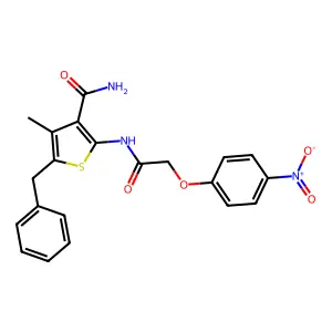 5-Benzyl-4-methyl-2-[[2-(4-nitrophenoxy)acetyl]amino]thiophene-3-carboxamide structure