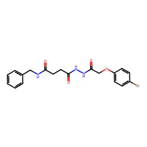 N-benzyl-4-{2-[(4-bromophenoxy)acetyl]hydrazino}-4-oxobutanamide structure