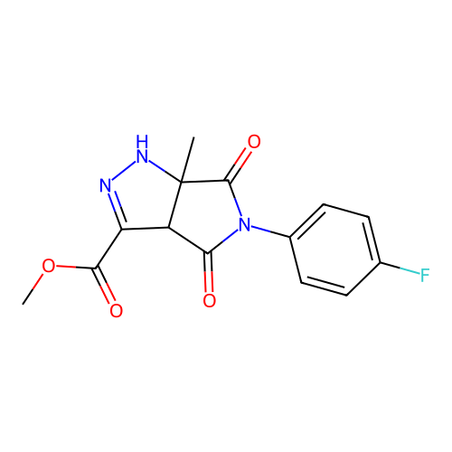 methyl 5-(4-fluorophenyl)-6a-methyl-4,6-dioxo-1,3a,4,5,6,6a-hexahydropyrrolo[3,4-c]pyrazole-3-carboxylate structure