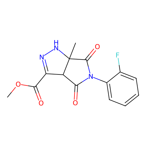 methyl 5-(2-fluorophenyl)-6a-methyl-4,6-dioxo-1,3a,4,5,6,6a-hexahydropyrrolo[3,4-c]pyrazole-3-carboxylate structure