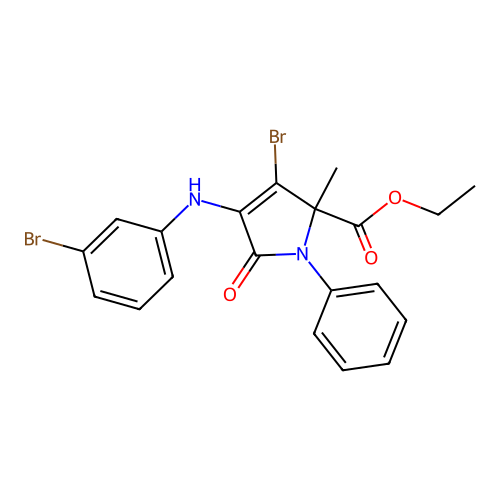 ethyl 3-bromo-4-(3-bromoanilino)-2-methyl-5-oxo-1-phenylpyrrole-2-carboxylate structure