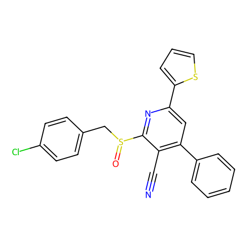2-[(4-Chlorobenzyl)sulfinyl]-4-phenyl-6-(thiophen-2-yl)pyridine-3-carbonitrile structure