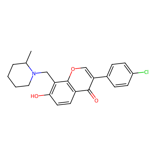 3-(4-chlorophenyl)-7-hydroxy-8-[(2-methylpiperidin-1-yl)methyl]-4H-chromen-4-one structure