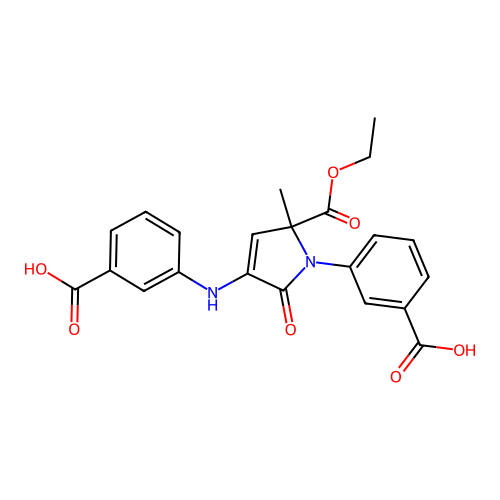 3-[[1-(3-carboxyphenyl)-5-ethoxycarbonyl-5-methyl-2-oxopyrrol-3-yl]amino]benzoic acid structure