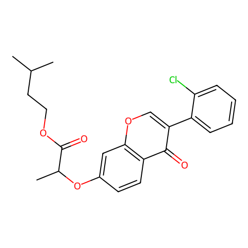 3-methylbutyl 2-{[3-(2-chlorophenyl)-4-oxo-4H-chromen-7-yl]oxy}propanoate structure