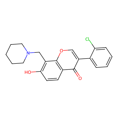 3-(2-Chlorophenyl)-7-hydroxy-8-(piperidin-1-ylmethyl)chromen-4-one structure