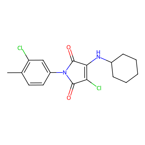 3-chloro-1-(3-chloro-4-methylphenyl)-4-(cyclohexylamino)-1H-pyrrole-2,5-dione structure