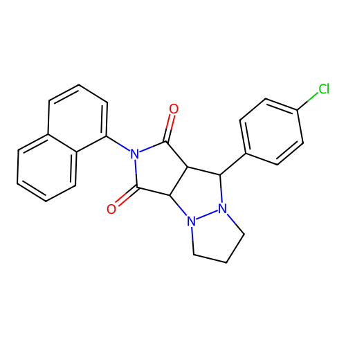 9-(4-chlorophenyl)-2-(naphthalen-1-yl)hexahydro-1H-pyrazolo[1,2-a]pyrrolo[3,4-c]pyrazole-1,3(2H)-dione structure