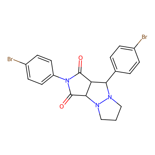 2,9-bis(4-bromophenyl)hexahydro-1H-pyrazolo[1,2-a]pyrrolo[3,4-c]pyrazole-1,3(2H)-dione structure