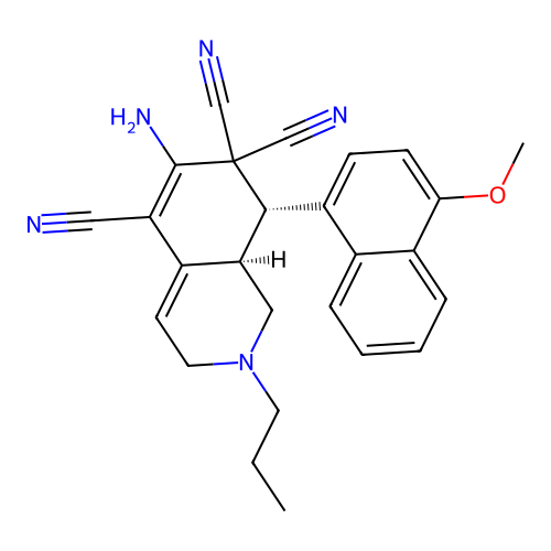 (8S,8aR)-6-amino-8-(4-methoxynaphthalen-1-yl)-2-propyl-2,3,8,8a-tetrahydroisoquinoline-5,7,7(1H)-tricarbonitrile structure