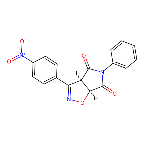 (3aR,6aS)-3-(4-nitrophenyl)-5-phenyl-3a,6a-dihydropyrrolo[3,4-d][1,2]oxazole-4,6-dione structure