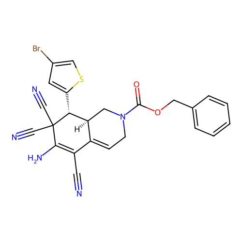 (8R,8aR)-benzyl 6-amino-8-(4-bromothiophen-2-yl)-5,7,7-tricyano-1,7,8,8a-tetrahydroisoquinoline-2(3H)-carboxylate structure