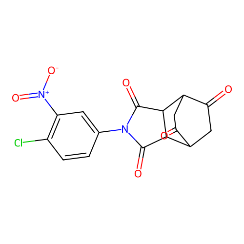2-(4-chloro-3-nitrophenyl)tetrahydro-1H-4,7-ethanoisoindole-1,3,5,8(2H,4H)-tetrone structure