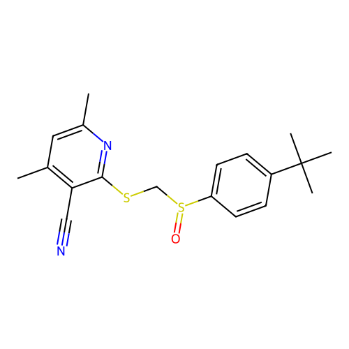 2-({[(4-Tert-butylphenyl)sulfinyl]methyl}thio)-4,6-dimethylnicotinonitrile structure