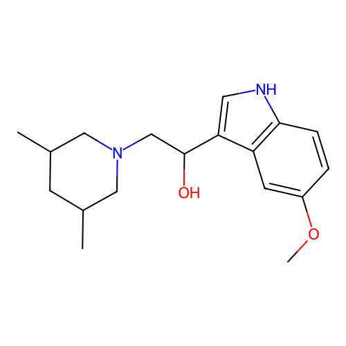 2-(3,5-dimethylpiperidin-1-yl)-1-(5-methoxy-1H-indol-3-yl)ethanol structure