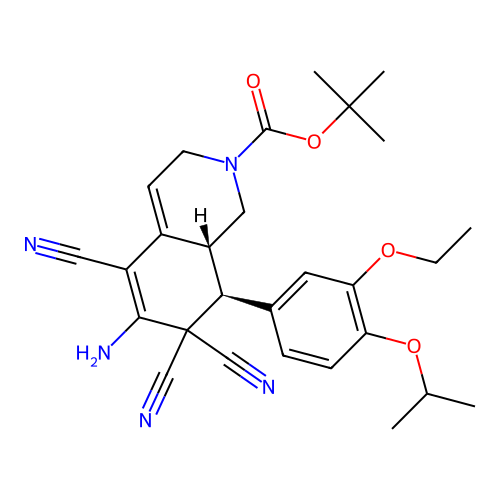 (8S,8aR)-tert-butyl 6-amino-5,7,7-tricyano-8-(3-ethoxy-4-isopropoxyphenyl)-1,7,8,8a-tetrahydroisoquinoline-2(3H)-carboxylate structure