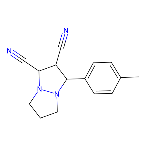 3-(4-methylphenyl)tetrahydro-1H,5H-pyrazolo[1,2-a]pyrazole-1,2-dicarbonitrile structure