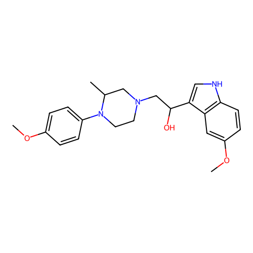 1-(5-methoxy-1H-indol-3-yl)-2-[4-(4-methoxyphenyl)-3-methylpiperazin-1-yl]ethanol structure