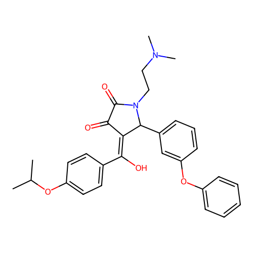 (4E)-1-(2-dimethylaminoethyl)-4-[hydroxy-(4-propan-2-yloxyphenyl)methylidene]-5-(3-phenoxyphenyl)pyrrolidine-2,3-dione structure