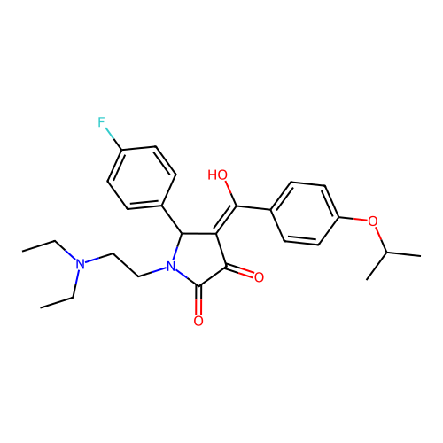 (4E)-1-(2-diethylaminoethyl)-5-(4-fluorophenyl)-4-[hydroxy-(4-propan-2-yloxyphenyl)methylidene]pyrrolidine-2,3-dione structure