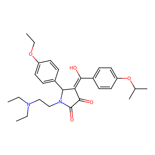 (4E)-1-(2-diethylaminoethyl)-5-(4-ethoxyphenyl)-4-[hydroxy-(4-propan-2-yloxyphenyl)methylidene]pyrrolidine-2,3-dione structure