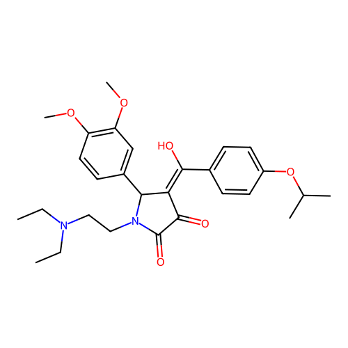(4E)-1-(2-diethylaminoethyl)-5-(3,4-dimethoxyphenyl)-4-[hydroxy-(4-propan-2-yloxyphenyl)methylidene]pyrrolidine-2,3-dione structure
