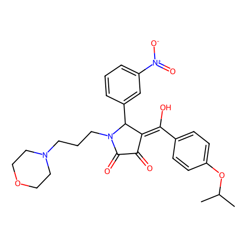 (4E)-4-[hydroxy-(4-propan-2-yloxyphenyl)methylidene]-1-(3-morpholin-4-ylpropyl)-5-(3-nitrophenyl)pyrrolidine-2,3-dione structure